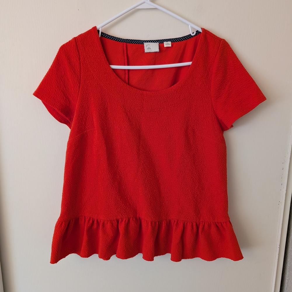 Anthropologie 9HI5 Stcl Womens Medium Top Red Orange Preppy Boho Shabbychic
